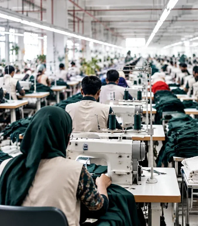 Apparel production floor and sewing operations